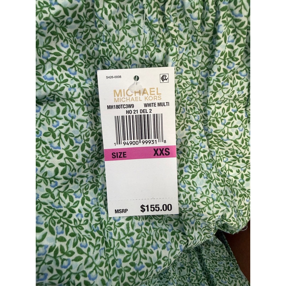 107. Michael Kors Women Ruffled Floral Off Shoulder Maxi Shift Dress size XXS - Picture 2 of 2
